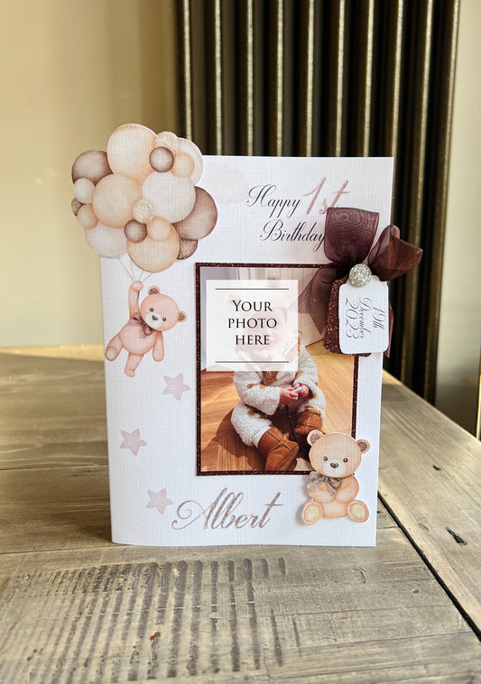 Teddy Bear Balloon Photo Card