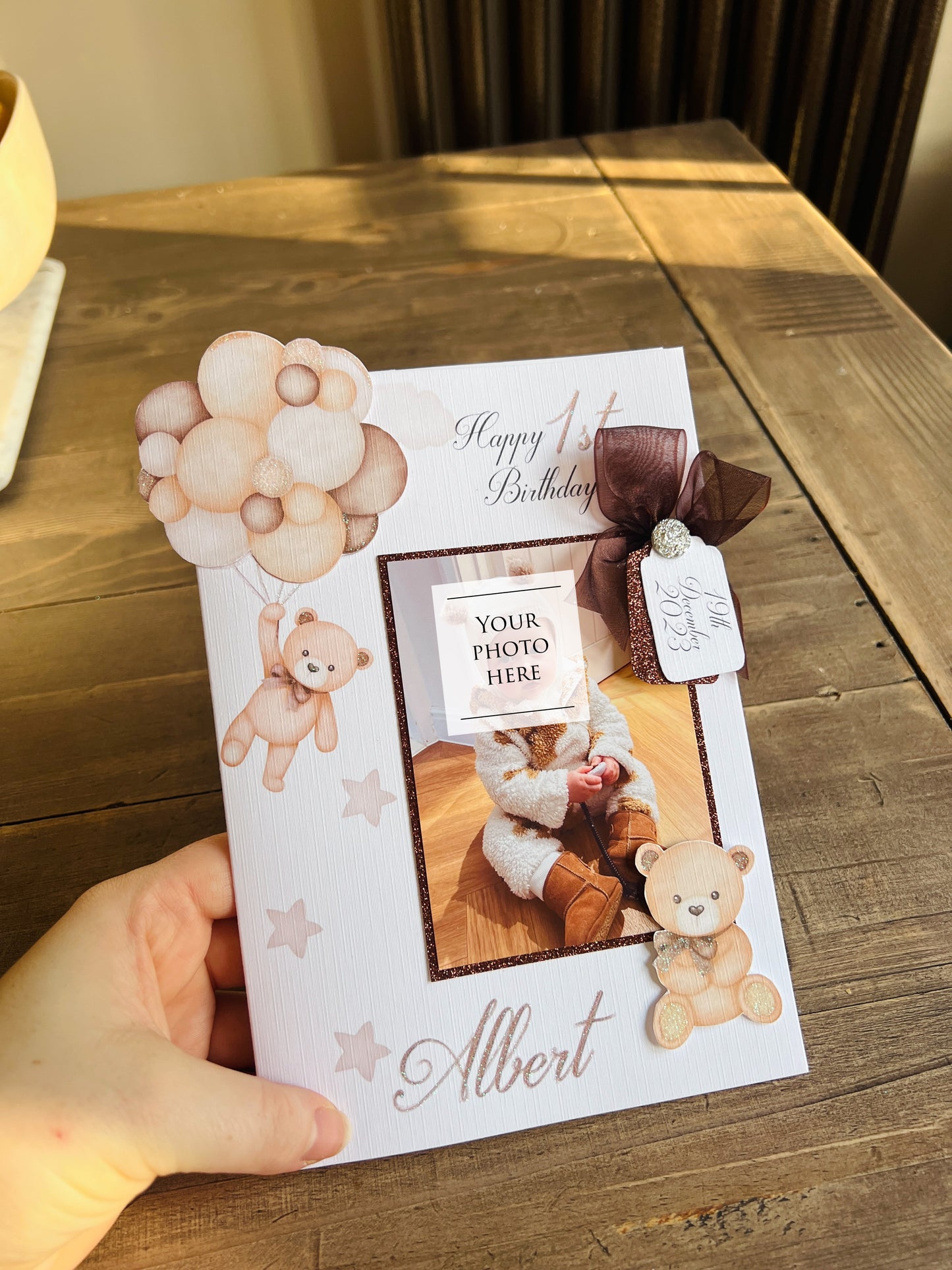 Teddy Bear Balloon Photo Card