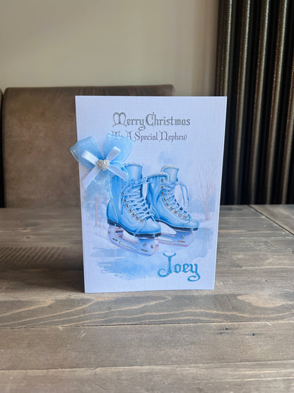 Blue Ice Skates Card