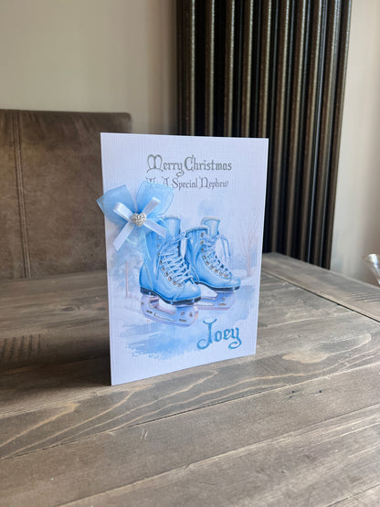 Blue Ice Skates Card