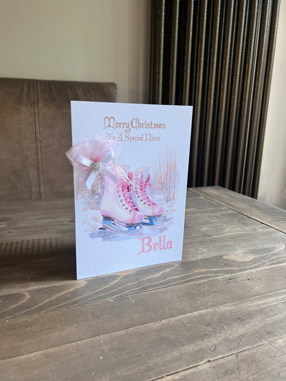 Pink Ice Skates Card