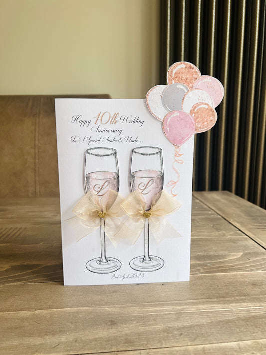 Initial Champagne Glasses Card