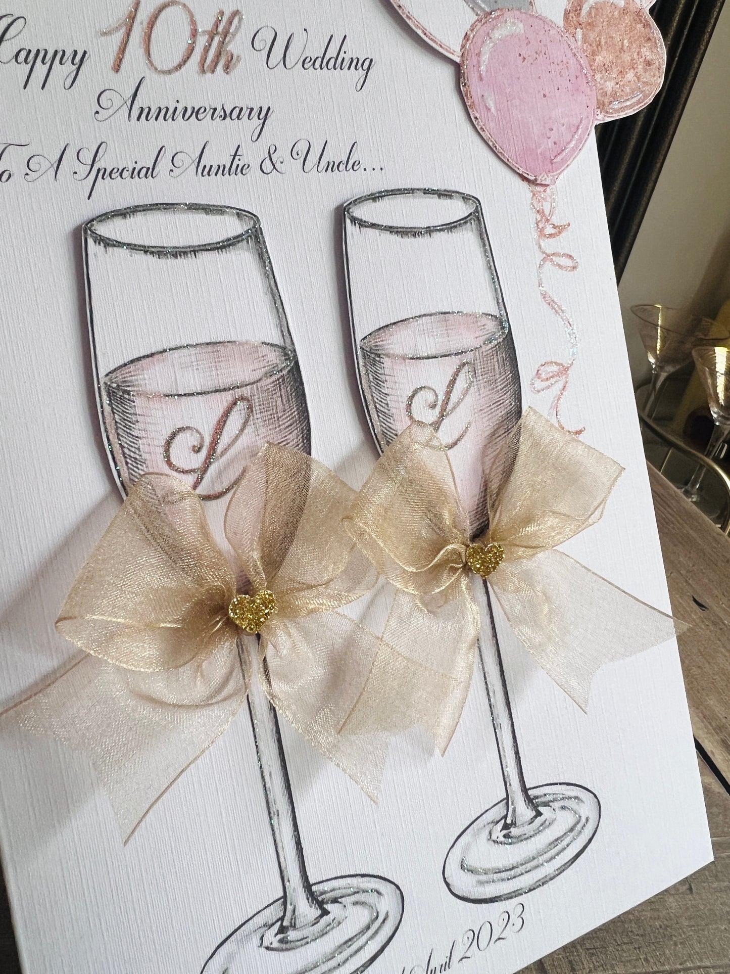 Initial Champagne Glasses Card