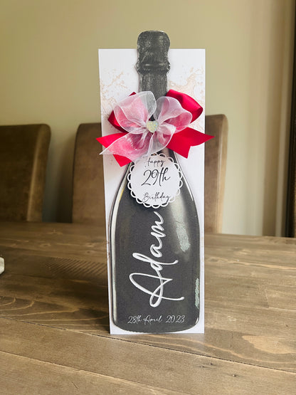 Black Prosecco Bottle Card