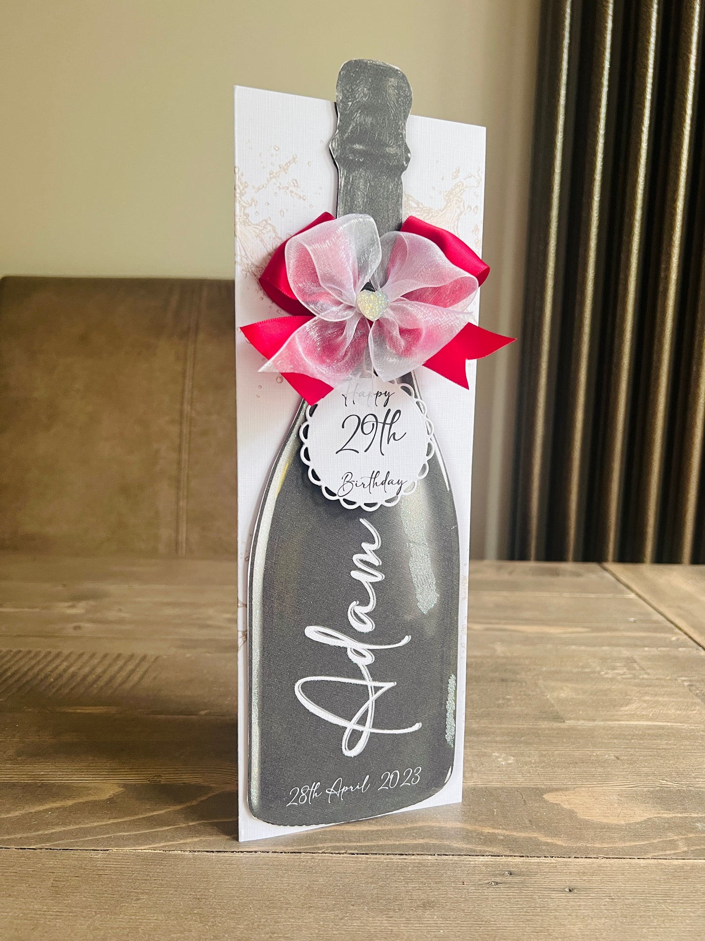 Black Prosecco Bottle Card