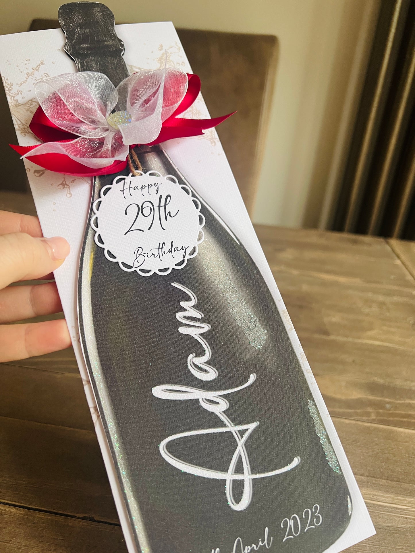 Black Prosecco Bottle Card